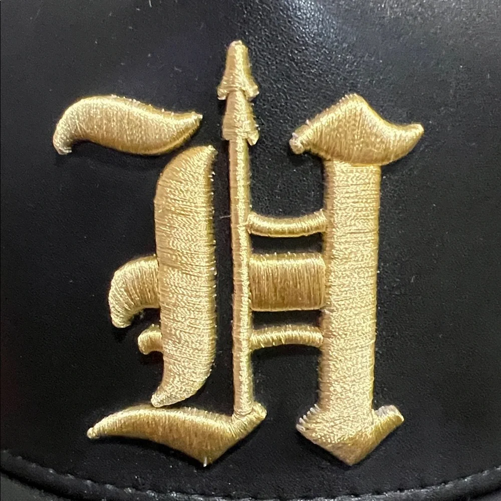 Brand New Defend Hawaii Black Leather with Gold “H” Spear A-Frame Baseball Cap!